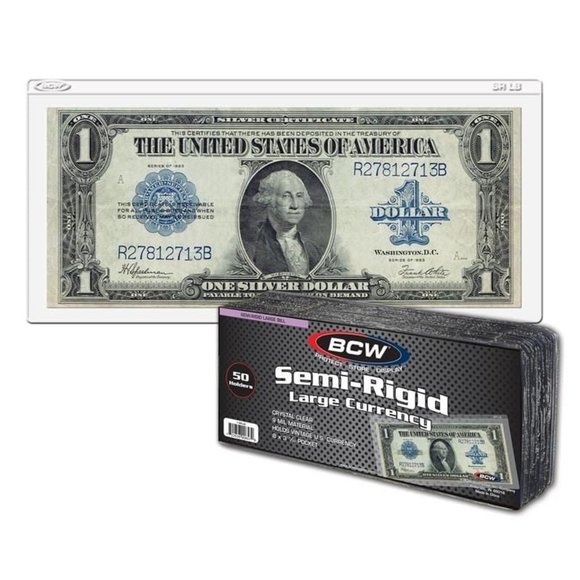 BCW Semi-Rigid Large Currency 50 Pack Dollar Bill Crystal Clear Protection Top - Picture 3 of 3